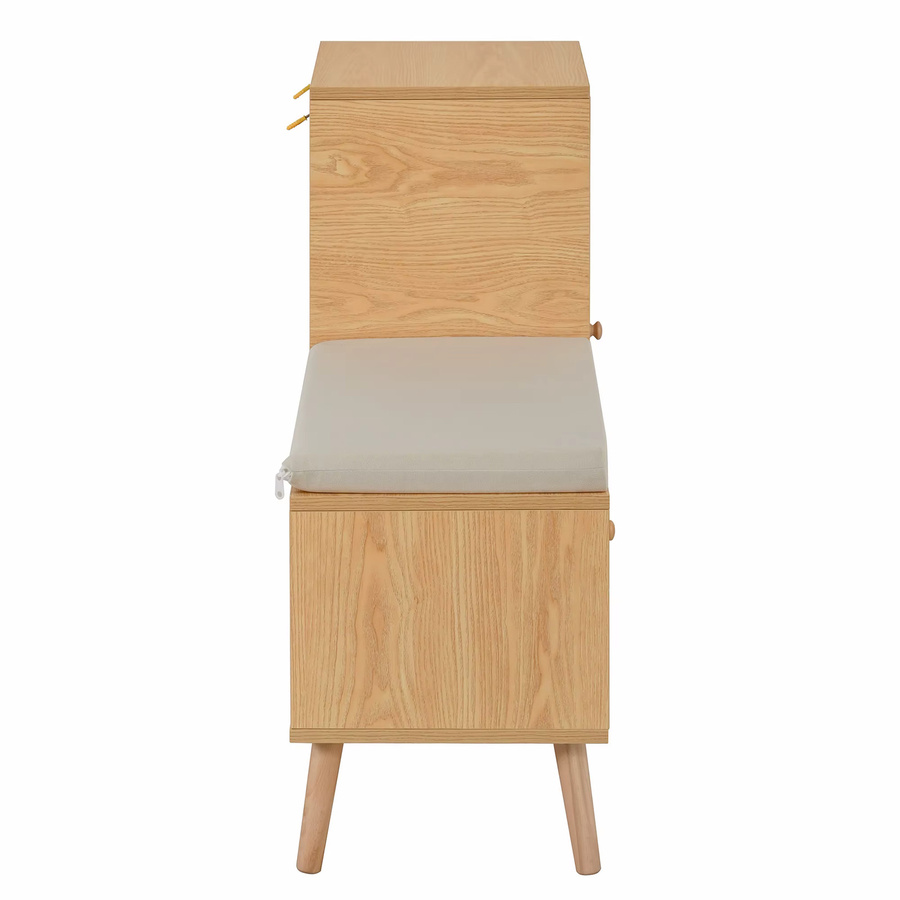 Svintora Schuhwechselbank aus Holz und Rattan im skandinavischen Design mit Stauraum für Flur, Schlafzimmer und Wohnzimmer - Bild 2
