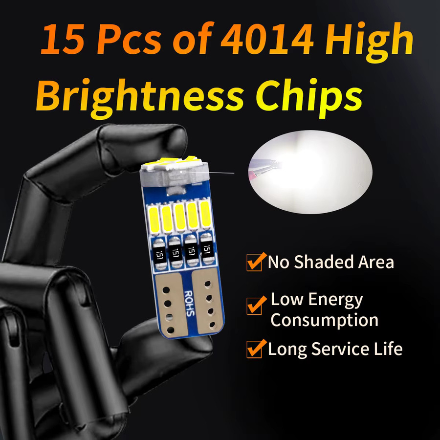 10er Set W5W T10 3014 LED Auto Blinker Lampen mit 15 Chips in Blau für 12V Fahrzeuge - Bild 2