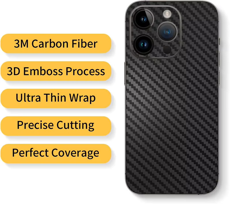 OLPAY Carbon Fiber Skin Wrap 3M Back Sticker Cover für iPhone 17 Air in Schwarz - Bild 6