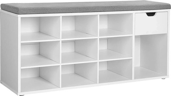 Vasagle Sitzbank mit Schuhregal in Weiß-Grau, B/T/H: 104 x 30,5 x 48 cm