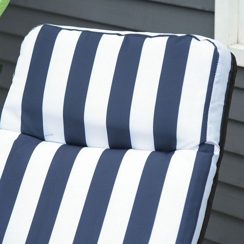 Outsunny Gartenliegen-Set, 2-teilig, blau-weiß, mit Armlehnen und Auflagen, Stahl und Polyester, B/T/H: 60 x 75 x 102 cm - Bild 4