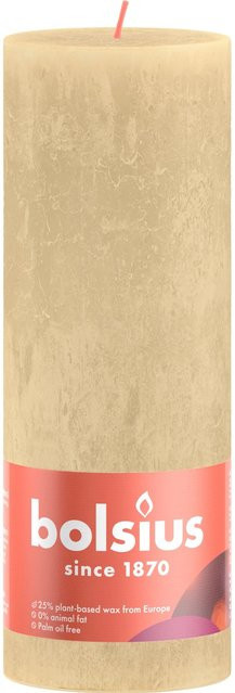 Bolsius Rustik-Kerze Shine Winter Edition in Haferbeige, Durchmesser: 6,8 cm, Höhe: 19 cm - Bild 1