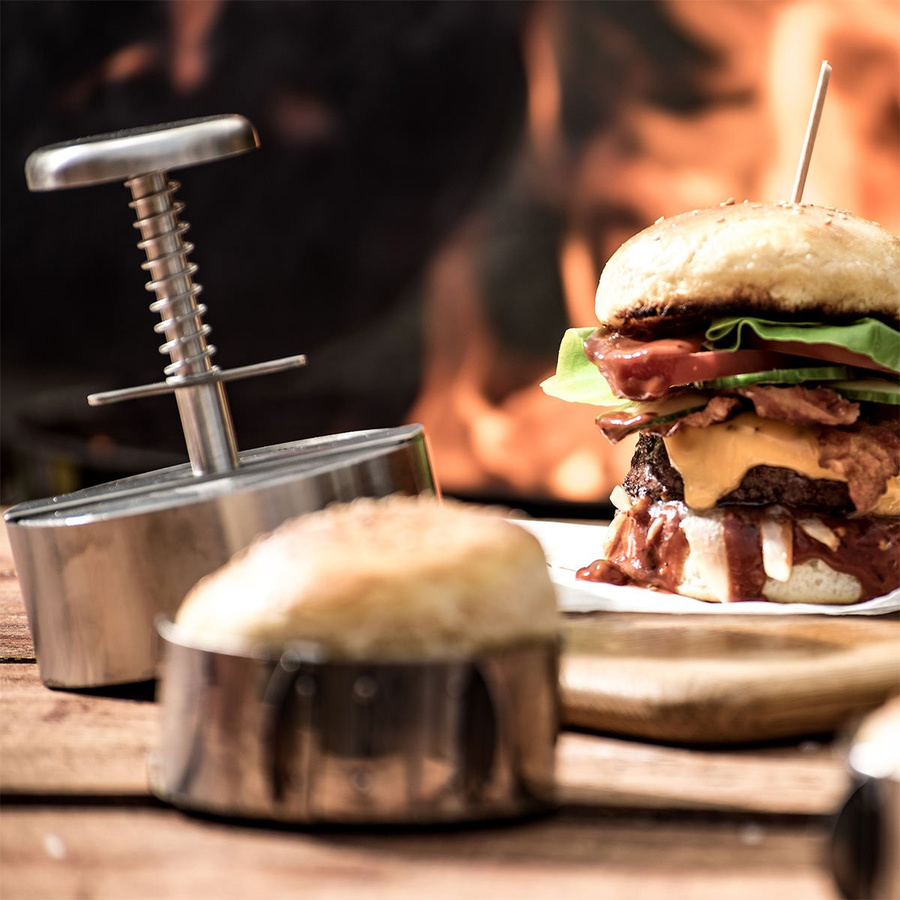 FMprofessional Profi-Burgerpresse aus Edelstahl in Silber, rund und spülmaschinenfest - Bild 2