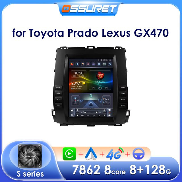 OSSURET Android Autoradio mit vertikalem Bildschirm für Toyota Land Cruiser Prado 2002-2016 und Lexus GX470, Multimedia Player mit Carplay und Android Auto, Schwarz - Bild 1