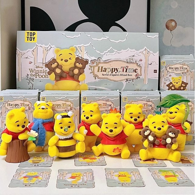 52TOYS Winnie Happy Time Series Blind Box, Niedliche Beflockungspuppe, Einzelfigur - Bild 1