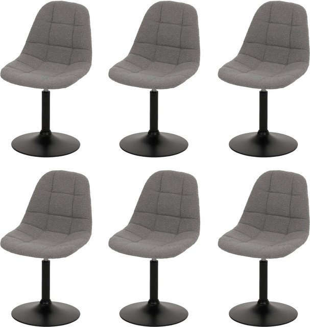 6er-Set MCW Esszimmerstühle A60 Drehstühle mit Bouclé-Stoff in Grau und Stahlgestell - Bild 1