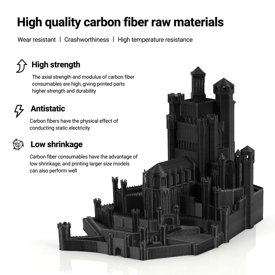 KINGROON Carbonfaser-Nylon Filament PA-CF, 1,75 mm, 1 kg, Schwarz - Bild 3