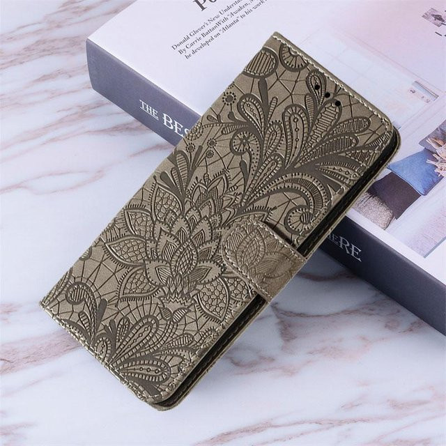 Samsung Handyhülle im Blumen Flip Book Stil aus Leder für Galaxy A14 5G A15 A54 A34 A13 A52S 5G A53 A73 A33 A23 A22S A12 M12 A32 A72 in Gold - Bild 1
