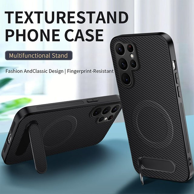 Magnetische Kohlefaser Schutzhülle für Samsung Galaxy S26 Ultra S25 S24 S23 S22 S21 S20 Ultra Plus FE mit MagSafe Kompatibilität in Schwarz - Bild 1