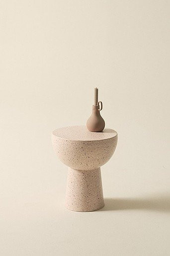 Jotex Beistelltisch BALIS in Beige, runder Metalltisch im Retro-Design, Durchmesser: 35 cm, Höhe: 40 cm - Bild 1