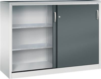 C + P Schiebetüren-Werkzeugschrank Acurado aus Stahl in Lichtgrau und Anthrazitgrau, B: 160 cm, T: 50 cm, H: 120 cm - Bild 1