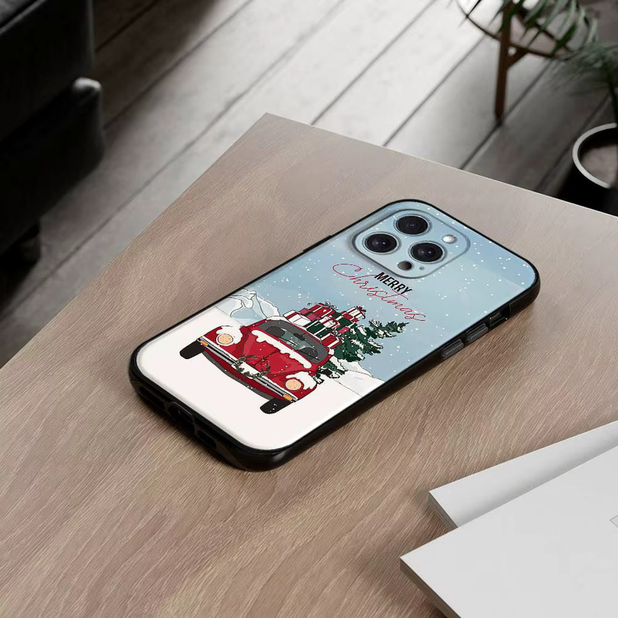 Mesuca Handyhülle mit Weihnachts- und Neujahrsdesign für iPhone 11 bis iPhone 17 Pro Max, Schwarz und Multicolour, Softcover - Bild 3