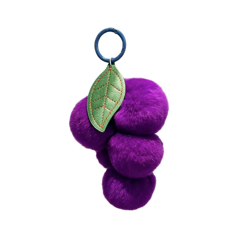 Velishy Schlüsselanhänger, Trauben-Pompons, imitiertes Rex-Kaninchenfell, Unisex - Bild 4