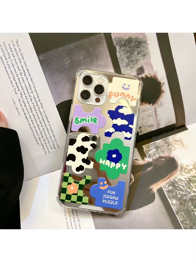 MUQGEW Puzzle Make-up Spiegel Handyhülle für iPhone 11 bis 16 Pro Max Multicolor - Bild 5