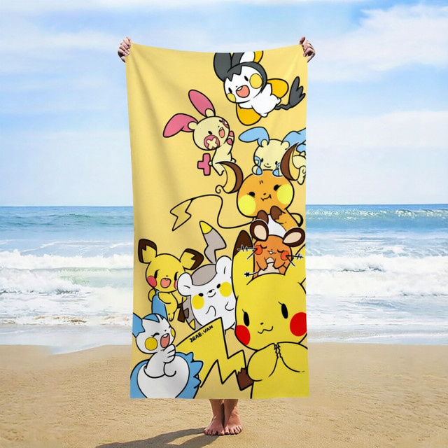 Potdemiel Pikachu Pokemon Strandtuch aus Mikrofaser in Gelb für Kinder und Erwachsene - Bild 1