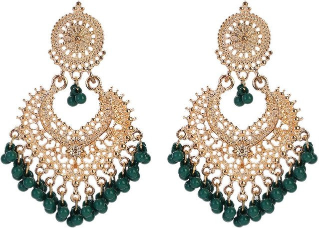 Lucky Star Jewelry Jhumka Ohrringe, Gold, Zirkonia, Perle, Damen, Vintage - Bild 1