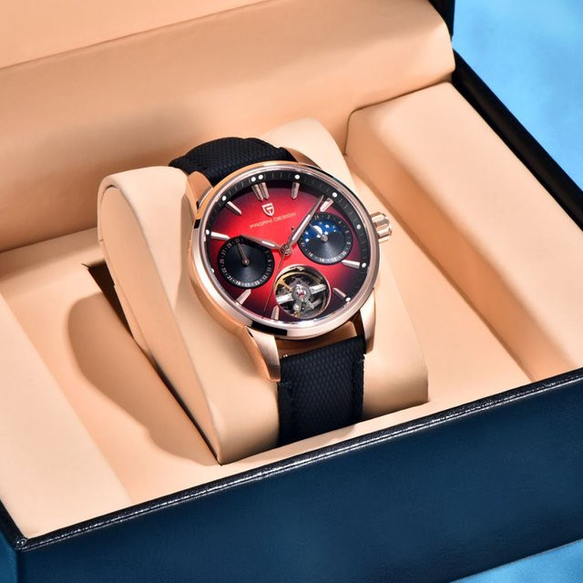 PAGANI DESIGN Armbanduhr, Automatik, Leder, Mondphase, Datum, Herren - Bild 1