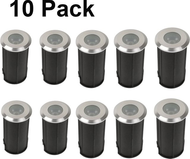 10er Pack HIGHY LED Bodenstrahler IP68 Wasserdicht für Garten und Außenbereich, Silber, Einbauleuchten für Boden und Pfad - Bild 1