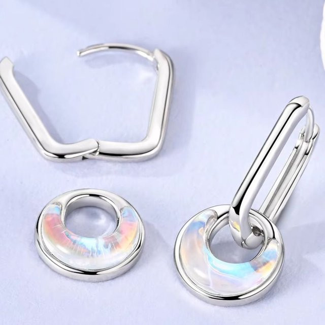 Creolen 925 Silber, Tropfenohrring, Damen - Bild 1