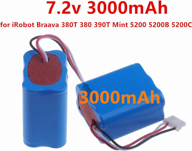 GAOLAG Ersatzakku 7,2V 3000mAh NI-MH für iRobot Braava 380T, 380, 390T und Mint 5200, 5200B, 5200C in Blau - Bild 1