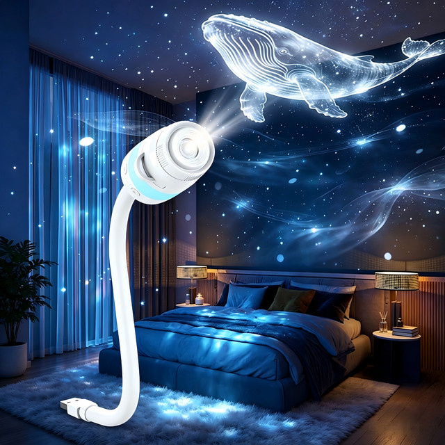 AUSYLE 2-in-1 USB Auto-Ambientelicht mit Projektionsfunktion in Weiß - Bild 1