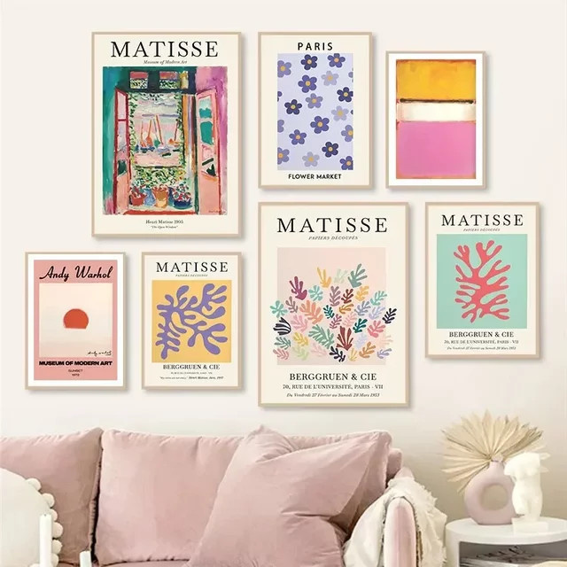 Potdemiel Moderne Kunst Leinwand Poster Abstrakte Blumen Motive Matisse Picasso Yayoi Kusama Wanddekoration Mehrfarbig - Bild 1