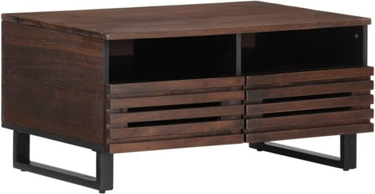 vidaxl Couchtisch aus Massivholz Mango und Stahl in Braun im Industrial Design B/T/H: 80 x 55 x 40 cm - Bild 1
