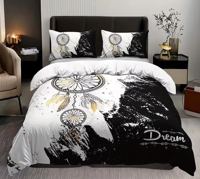 Traumfänger Bettwäsche-Set Your Warm Home in Schwarz-Weiß, 3-teilig, weich und atmungsaktiv, B/H: 172 x 218 cm - Bild 1