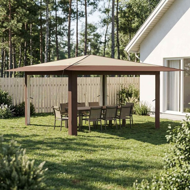 Pavillon von Yiwydaa ohne Seitenwände in Creme und Braun B/T: 400 x 400 cm - Bild 1