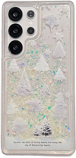 Schneewald Leuchtende Treibsand Hülle für Samsung Galaxy S25 S24 S23 Ultra mit dynamischem Glanz und Pailletten in Transparent White - Bild 1
