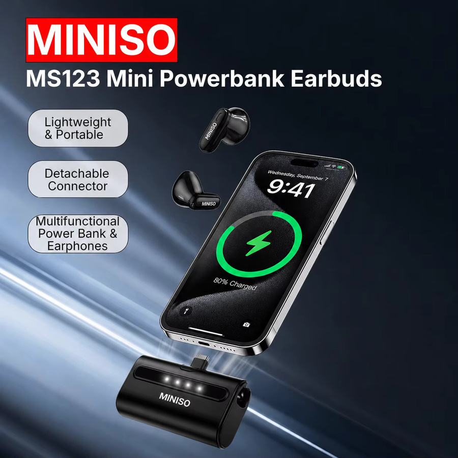 MINISO MS123 Kabellose Bluetooth In-Ear Ohrhörer in Schwarz mit 50 Stunden Akkulaufzeit - Bild 4