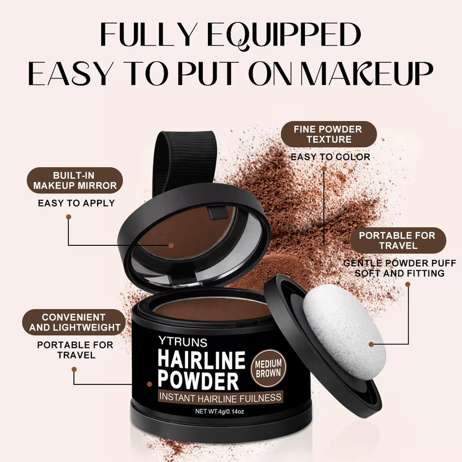 YTRUNS Haarlinienpuder, Mittelbraun, 4g, Unisex - Bild 2