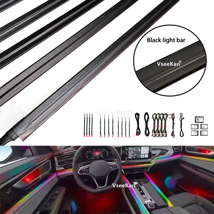 Universal Auto LED Umgebungslicht in Schwarz mit 64 RGB Farben und Acryl Lichtleiter zur Innenraum-Dekoration - Bild 2
