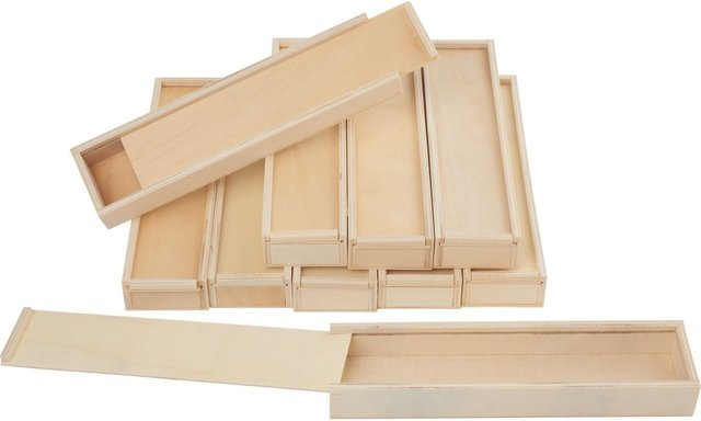 VBS Holzboxen mit Schiebedeckel aus Sperrholz in Beige, 10 Stück - Bild 1