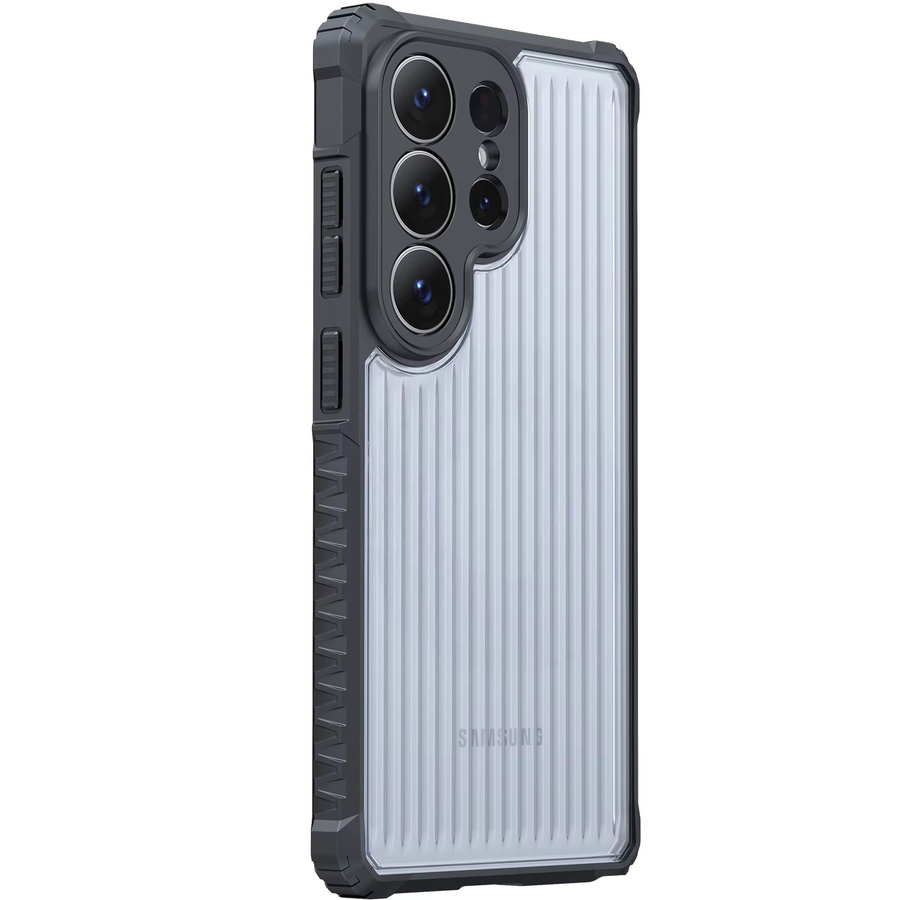 Robuste transparente Handyhülle mit matten Streifen für Samsung Galaxy S26 S25 S24 S23FE Ultra Plus in Blau - Bild 3