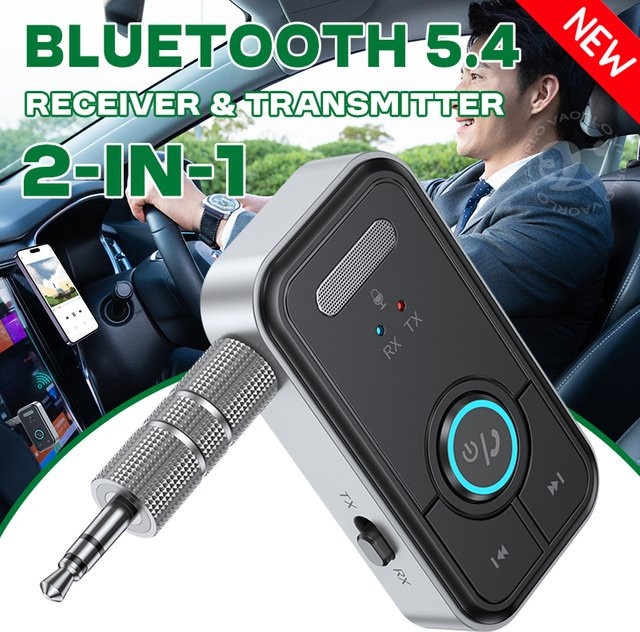 VAORLO Bluetooth 5.4 Auto AUX Audio-Adapter mit Mikrofon für HiFi-Stereo-Musik und Freisprechanlagen, 3,5 mm Klinkenanschluss - Bild 1