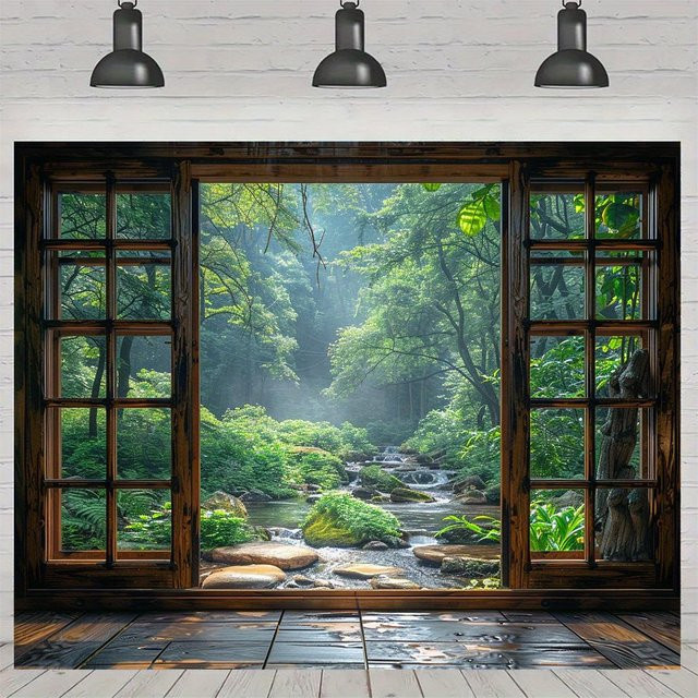 Wandteppich mit Waldlandschaft von JMG Household Supplies in Grün, B/H: 320 x 180 cm - Bild 1
