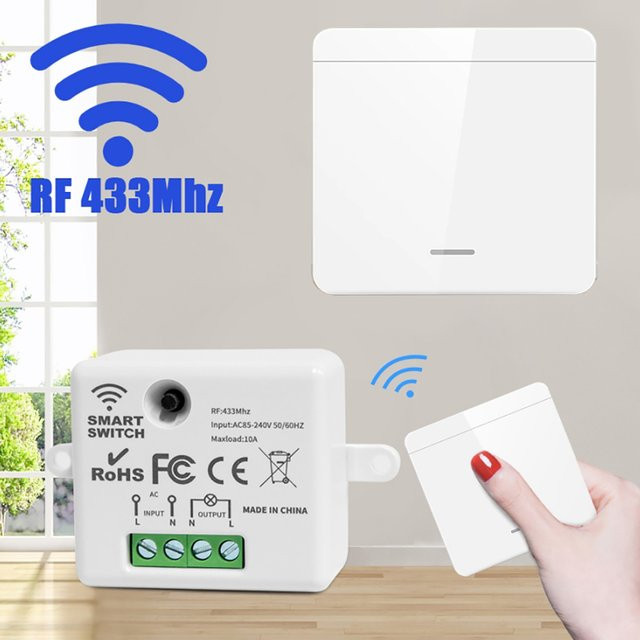 Szaoju Smart WiFi Schalter für Beleuchtung 16A mit RF433MHz und Tuya Smart Life App- sowie Sprachsteuerung kompatibel mit Google Home, Weiß - Bild 1