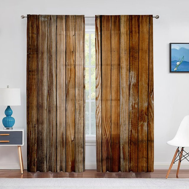 Yiran Furniture 2-teiliger bedruckter Vorhang aus Polyester, halbtransparent, mit Stangentasche und Ösen, Höhe: 240 cm, Breite: 200 cm - Bild 1