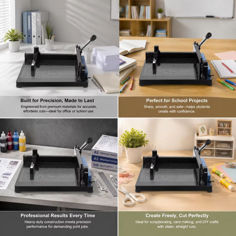 Professioneller Schwerlast-Papierschneider 858A3 in Schwarz mit Stahlklinge für A3 A4 A5 B4 B5, Breite: 440 mm, Schnittkapazität: 40 mm Dicke - Bild 4