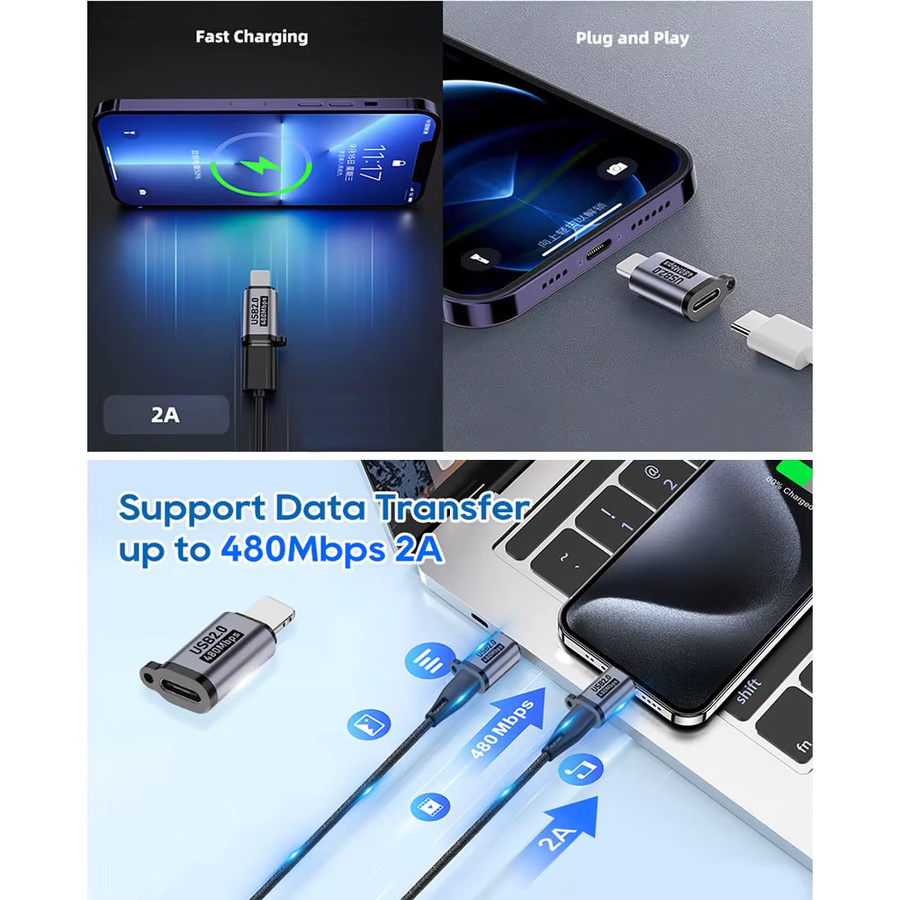 USB-C-Adapter Typ C Buchse auf Micro-USB und Lightning Konverter für iPhone, Samsung und Xiaomi - Bild 2