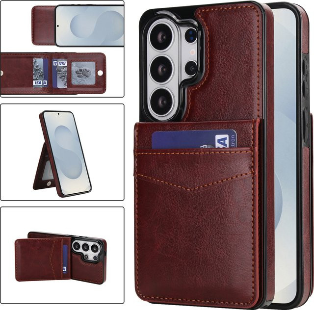 Leder-Brieftaschenhülle von szHAIyu für Samsung Galaxy S23 S24 S25 S26 Ultra Plus A57 A37 A56 A36 A26 A16 A55 mit Kartenhalter und Standfunktion in Grün oder Braun - Bild 1