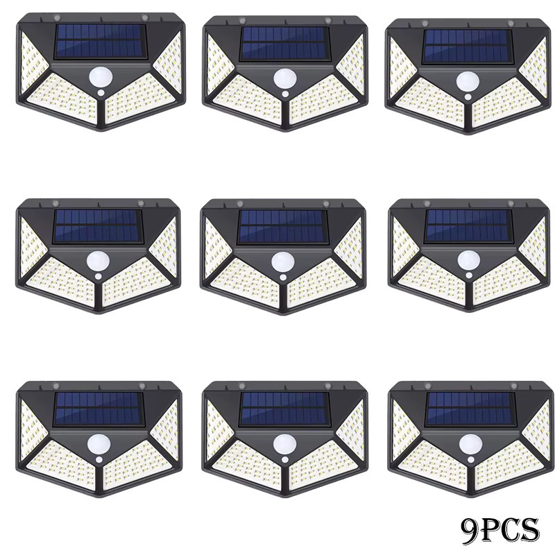 Solar LED Wandlampe mit 100 LEDs und PIR Bewegungssensor, wasserdichte Außenbeleuchtung für Garten und Straße, Farbe: Weiß - Bild 6