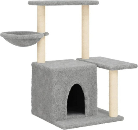 vidaXL Kratzbaum Hellgrau mit Sisal-Kratzsäulen und Höhle Höhe: 83 cm, Breite: 57 cm, Tiefe: 57 cm