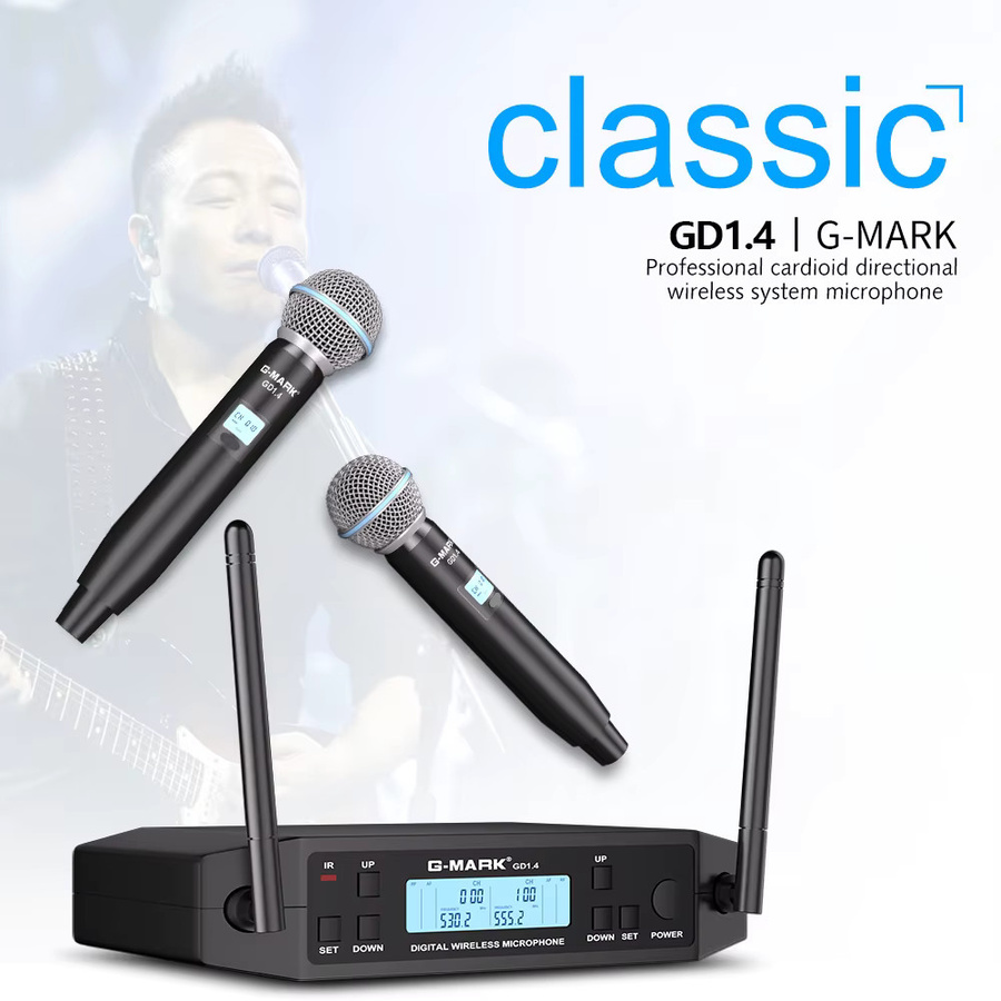 G-MARK GLXD4 Professionelles UHF-Funkmikrofon in Schwarz für Bühne und Live-Konzerte - Bild 2