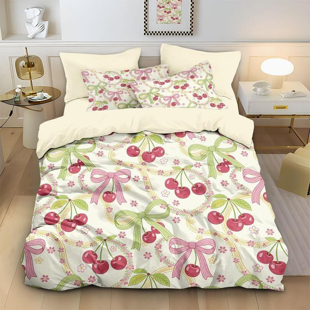 Flylo Bettwäscheset Kirschblüten Design in Rosa, 3D-Druck Microfaser, bestehend aus Bettbezug und Kissenbezug, Breite: 100 cm, Breite: 135 cm - Bild 1