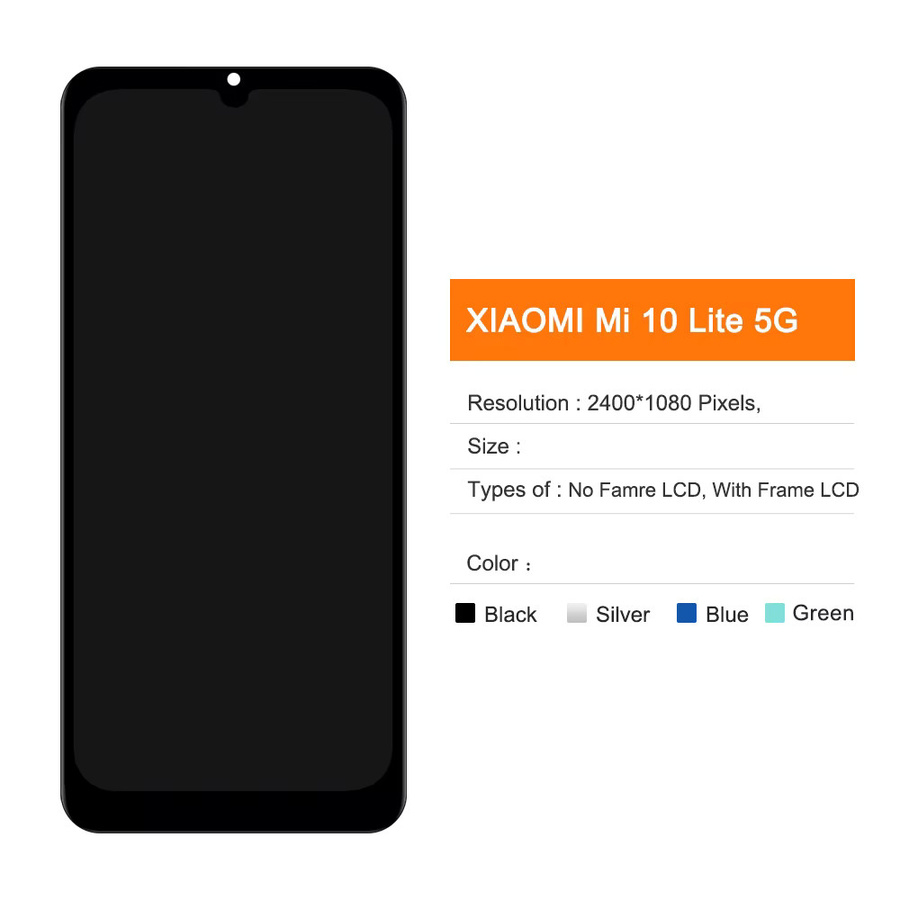 Xiaomi Mi 10 Lite 5G AMOLED LCD-Display Ersatz mit Fingerabdrucksensor in Schwarz für M2002J9G und M2002J9S - Bild 2