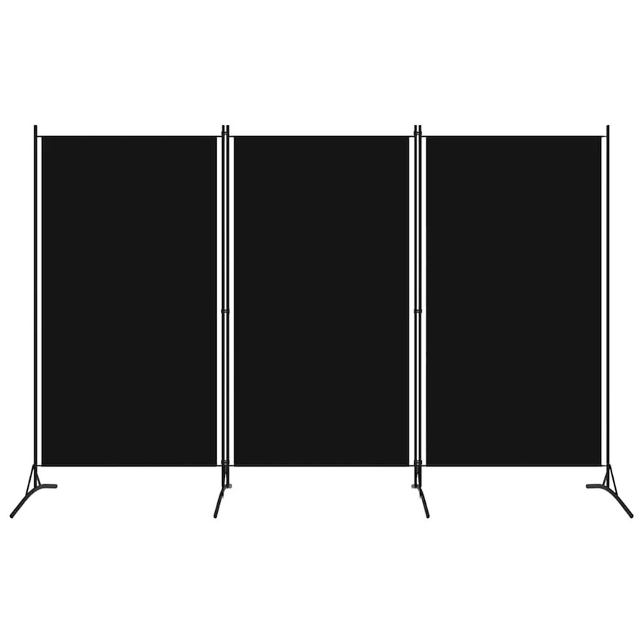 vidaXL 3-teiliger Raumteiler Schwarz aus Eisen und Polyester, B/H: 260 x 180 cm - Bild 2
