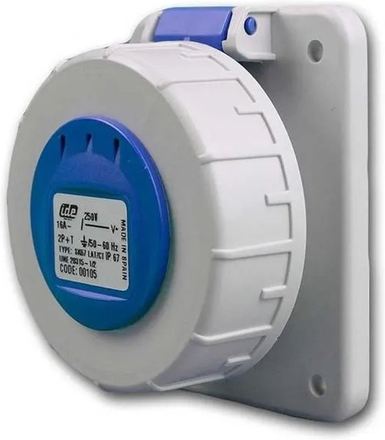 IDE Einbausteckdose Schutzkontakt IP67 Blau in Kunststoff-Ausführung 250V 16A - Bild 1
