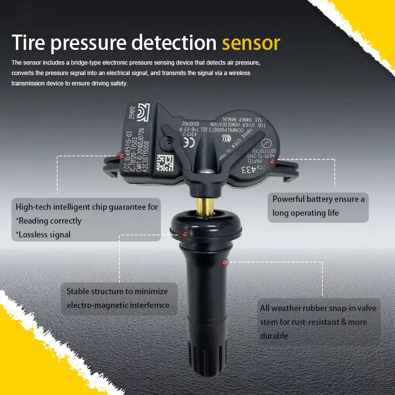 ANWAYTECH Reifendrucksensor TPMS 433MHz in Schwarz für Jeep Compass 2017-2024 und Dodge kompatibel mit 68313387AA und 68252493AB - Bild 3